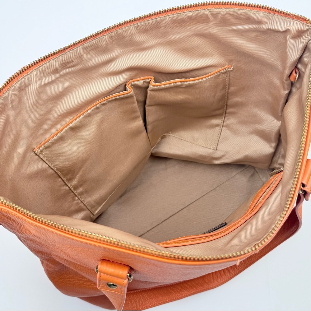 Ora Delphine Eden Leather Tote Bag in Clementine / Orange Leather $398 MSRP - Picture 9 of 15